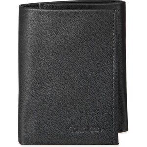 Men's Stylish Black Leather Trifold Wallet Card Slots Slip Pockets Designed